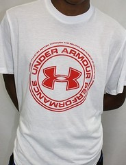 NEW Mens UNDER ARMOUR Performance 1244522 100 White Red Short Sleeve T Shirt
