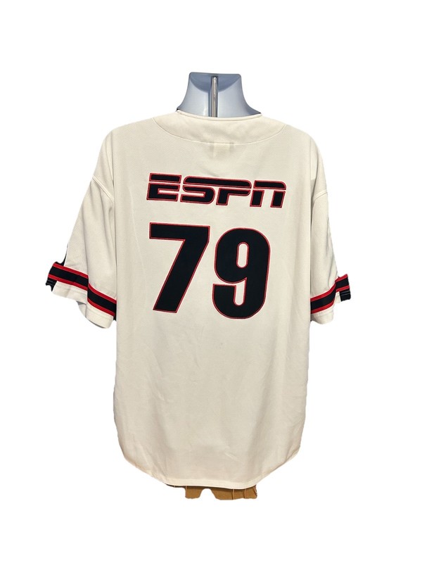 ESPN Zone Baseball Jersey #79 Men Large Button Up White Baseball Tonigjt Stitch gallery