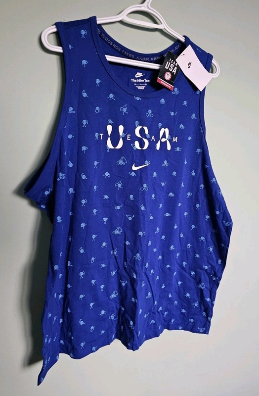 Nike USA Club Blue All Over Print Men's Tank Top Sz XL (FN0879-417) gallery