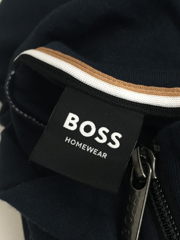 Boss Men's Track Top Size M Navy Funnel Neck Jersey Zip Up Logo Piping New gallery