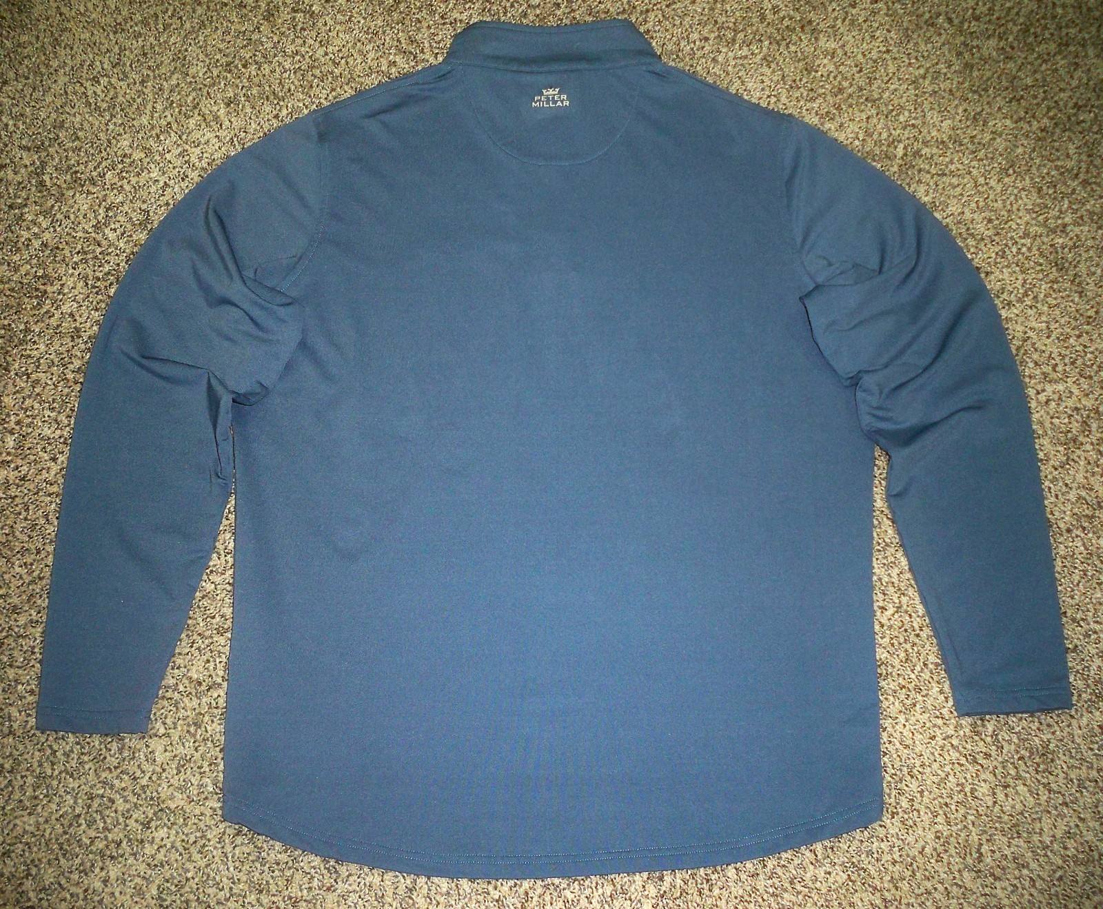 Men's PETER MILLAR Crown Sport 1/4 Zip Pullover L STEEL BLUE w/PM Crown & Logo gallery