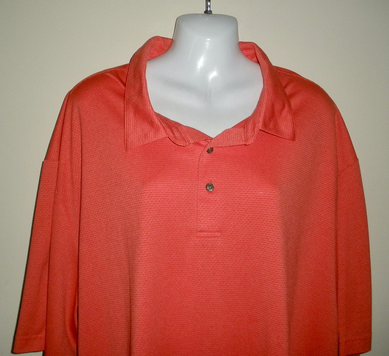 #1187 Roundtree & Yorke Performance Wicking SS Golf Polo Shirt Coral Pink 4XT gallery