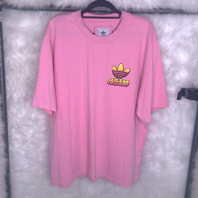 RARE Adidas Jeremy Scott Pink Graffiti T-Shirt Bubble Letters L SOLD OUT gallery