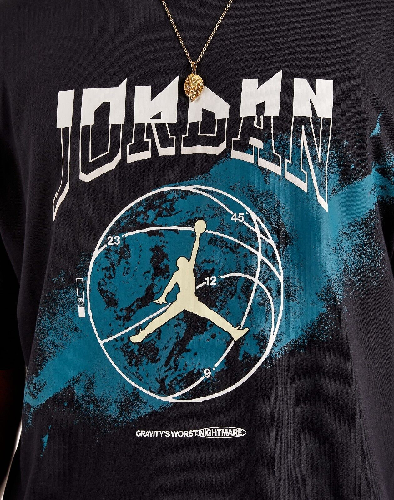 MENS JORDAN SPORT 85 TEE BLACK TEAL FB7445-010 Sz L gallery