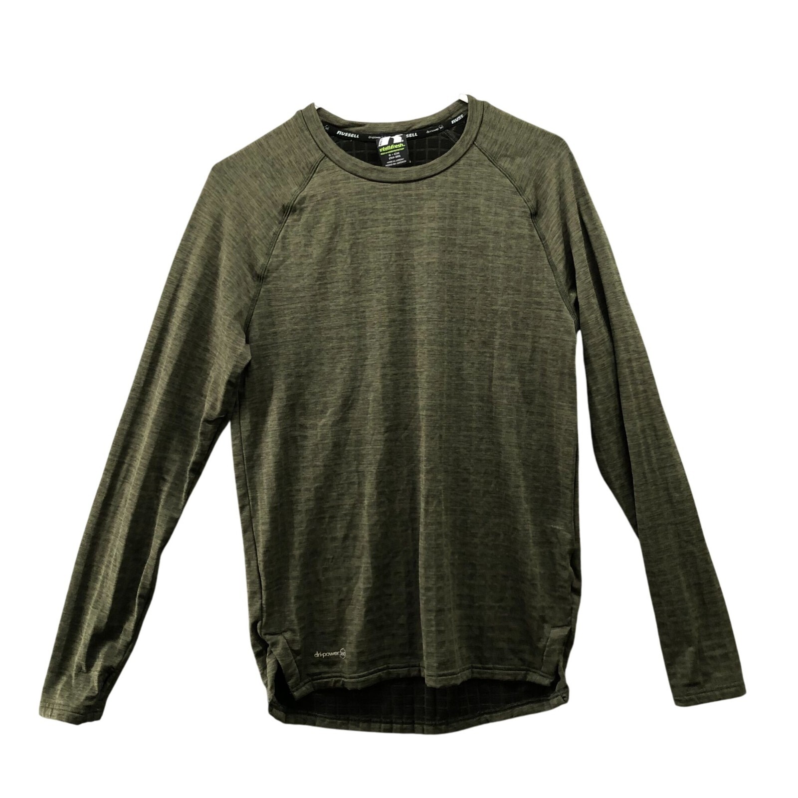 Russell Thermal Base Layer T Shirt Mens S Long Sleeve Green Crewneck Waffle Knit gallery