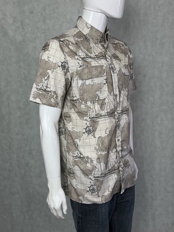 Chaps Ralph Lauren Beige World Map Vented Mesh Short Sleeve Fishing Shirt MEDIUM gallery