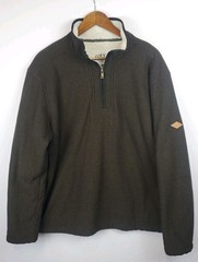 Orvis Mens XL Sherpa Lined 1/4 Zip Sweater Fleece Brown Honeycomb