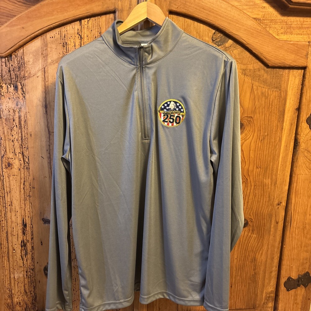 America’s Navy “250” Navy Pride Team 365 Grey Men’s 1/4 Zip Long Sleeve NWT
