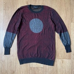 Diesel rare double layer mesh dark red circle cotton jumper italy XS- S