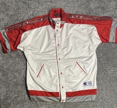 Vintage Champion Pro Satin Jacket XXL Red White Y2K Warm Up Rare Euro PE