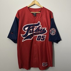 Vintage FUBU 05 The Collection Champions League Baseball Jersey Mens XL Red Blue