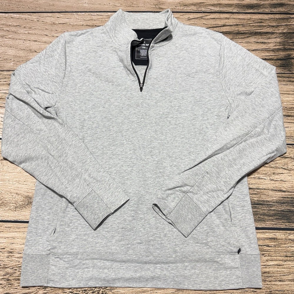 Tommy John 1/4 Zip Pullover Sweatshirt Mens Large Gray Zip Pockets Athleisure