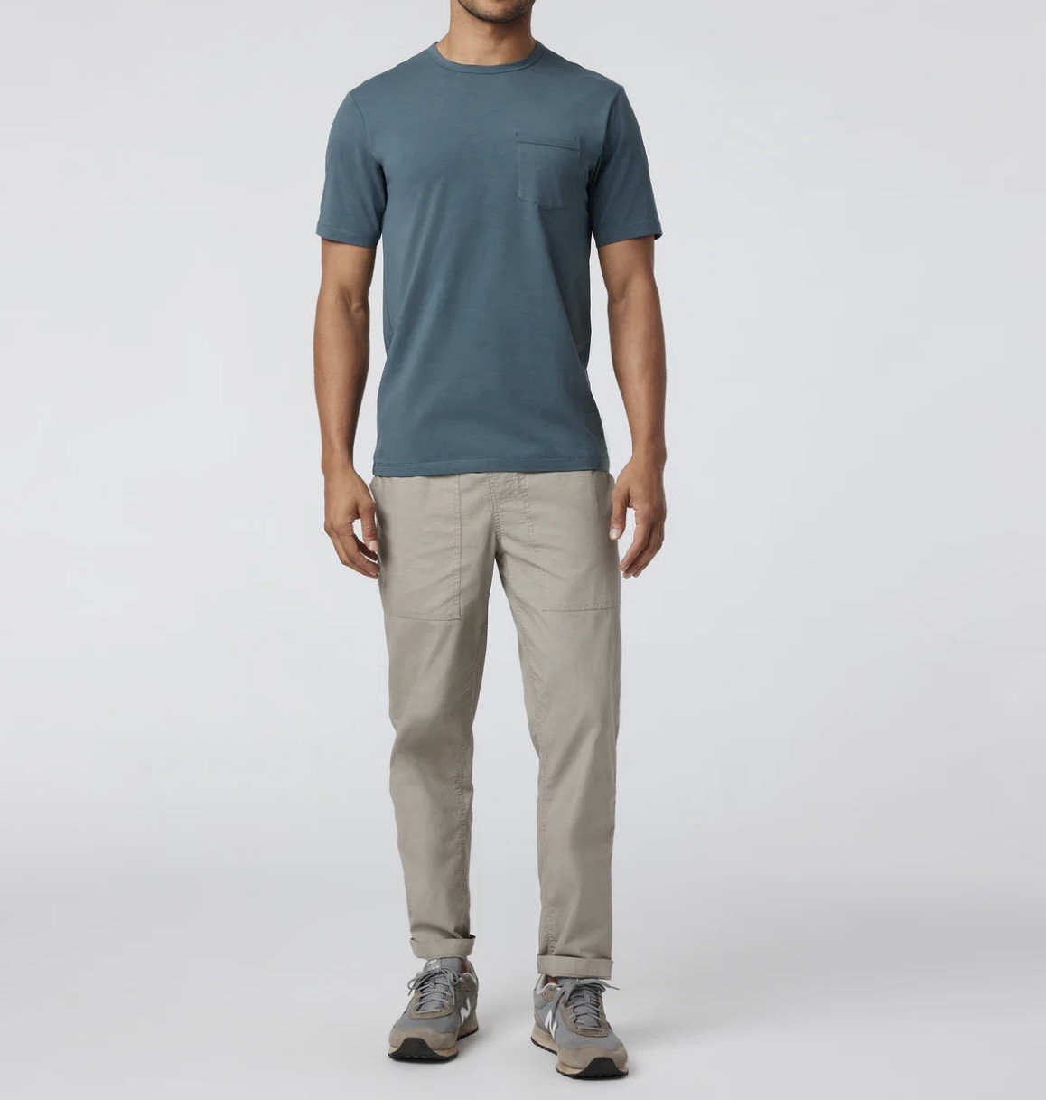 VUORI Tradewind Performance T Shirt Bue-Gray Crew Neck Pocket Tee Men Sz L gallery