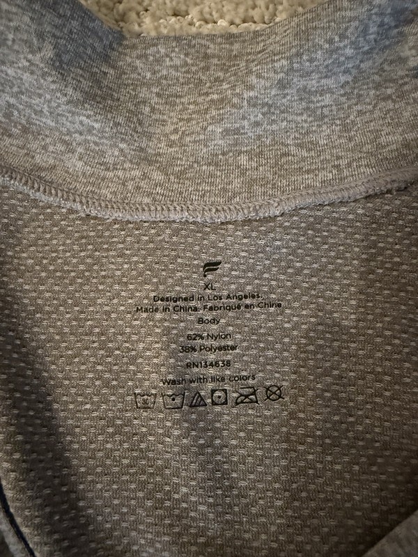 Fabletics Nylon Blend Pullover Mens X-Large Quarter Zip Thumbholes Hiking Gray gallery
