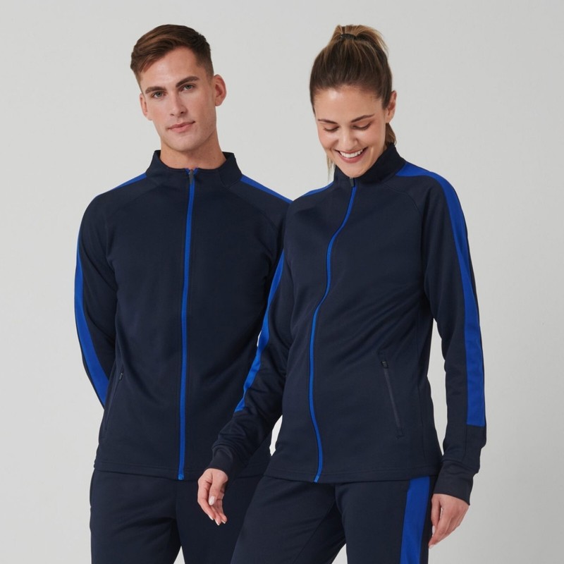 Track Jacket Full Zip Up Two Tone Tracksuit Top Sports Activewear Men Women gallery