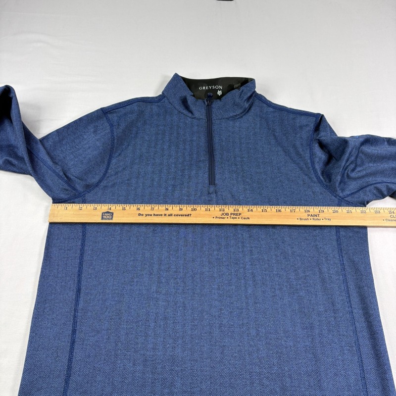 Greyson Shirt Mens Medium Blue Herringbone 1/4 Zip Golf Pullover Performance gallery