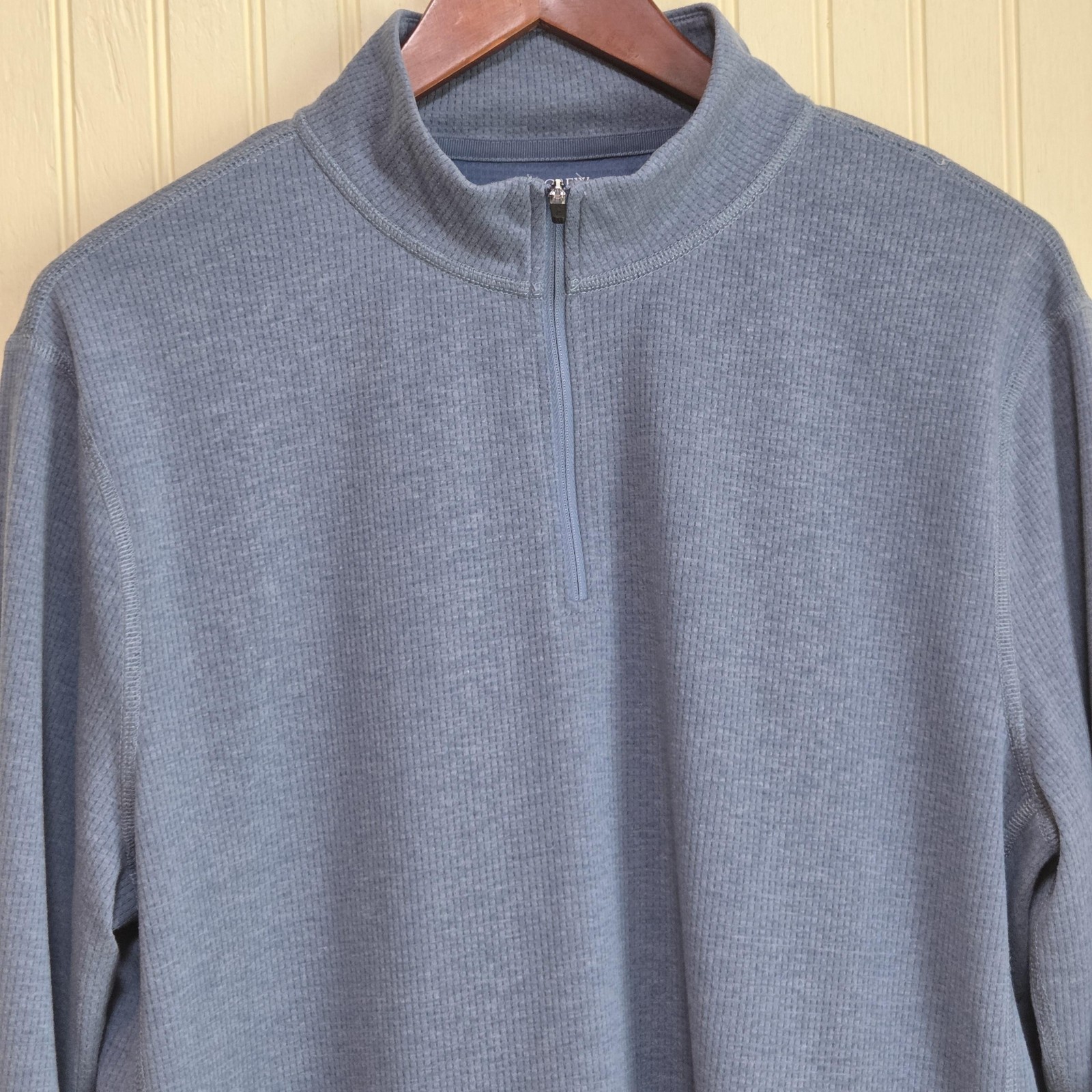J.Crew Performance Pullover Mens Large Blue 1/4 Zip Mock Neck Long Sleeve Shirt gallery