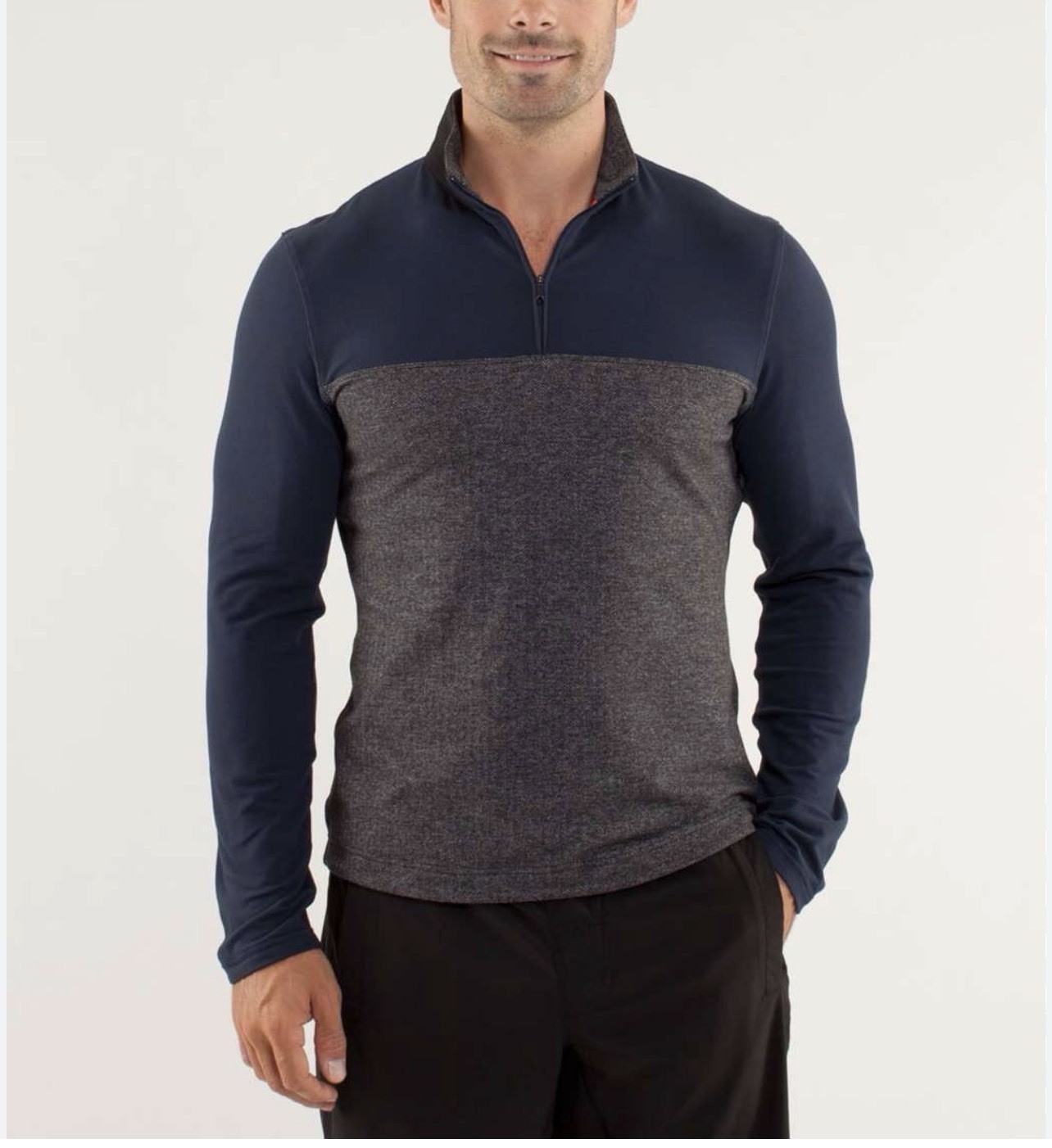 Lululemon Sprint 1/4 Zip Pullover Men' Blue Grey Herringbone Performance Top Sm. gallery