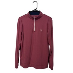 Rhoback Performance 1/4 Zip Pullover Men Small Pink Red Golf Stretch Long Sleeve