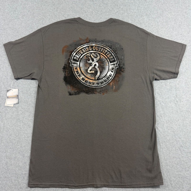 Browning Men’s T-Shirt Large Gray Buckmark Logo Casual Sportswear NWT Cotton gallery