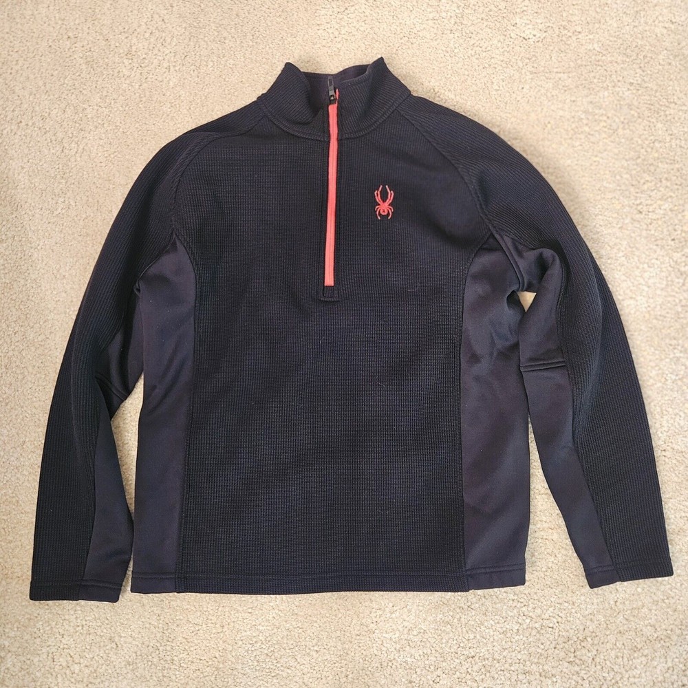 Spyder Jacket Mens LARGE Outbound Stryke 1/4 Zip Sweater Pullover Black