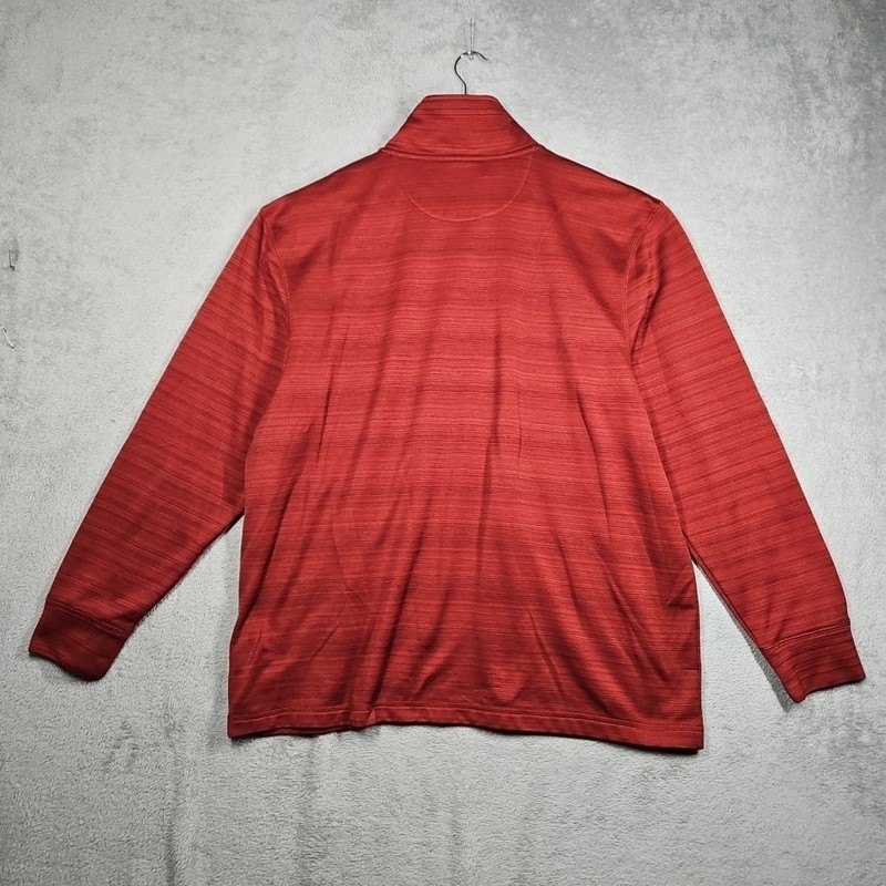 Haggar 1/4 Zip Soft Pullover Subtle Stripes Burnt Umber Stand Up Collar Sz XL gallery