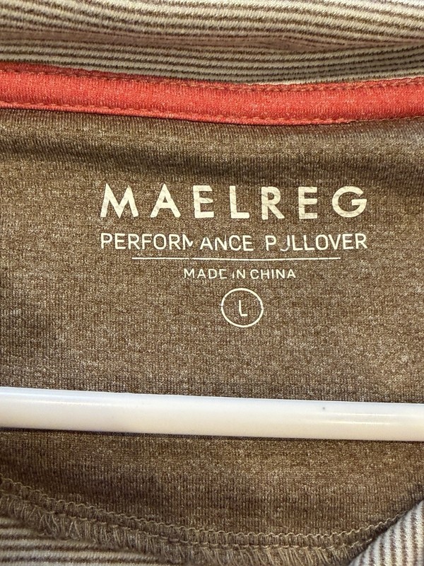 MAELREG Performance Pullover Men's Brown Quarter Zip Mock Neck Long Sleeve L gallery