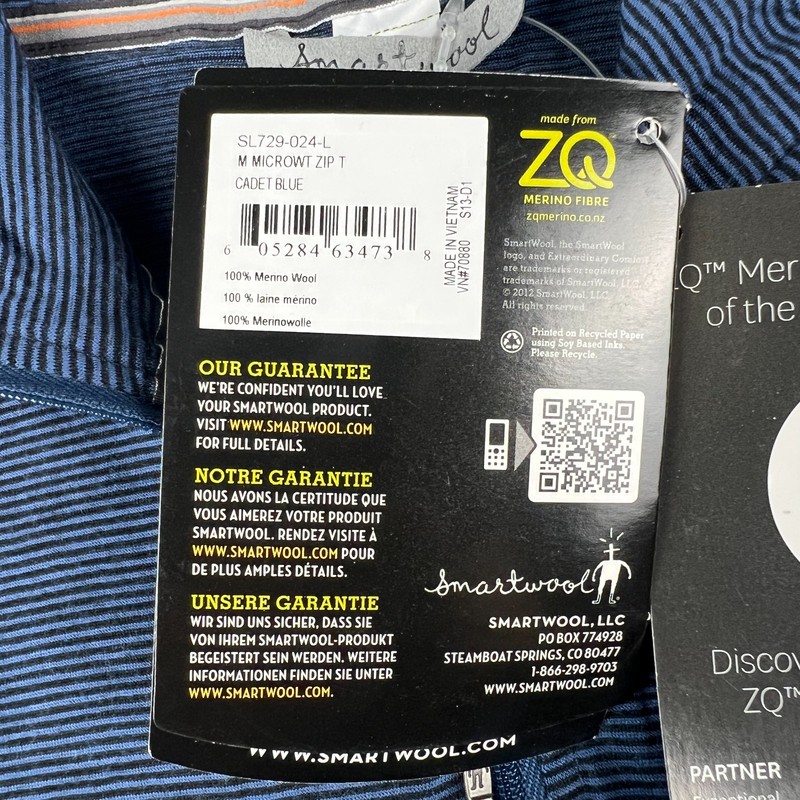 NEW Smartwool NTS Micro 150 Merino Zip Pullover Baselayer Large Mens Blue Hiking gallery