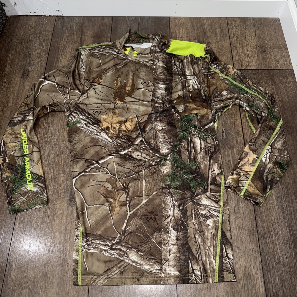 🦌Under Armour ColdGear Shirt Mens L Compression Scent Control Real Tree Camo
