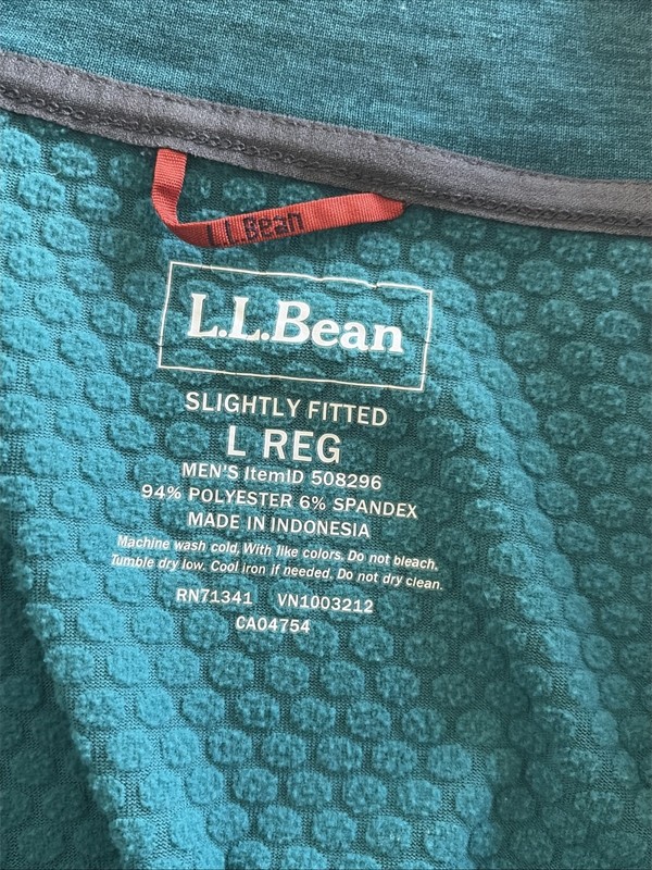 LL Bean Airlight 1/4 Zip Pullover Size L Teal Hiking Performance Slightly Fitted gallery