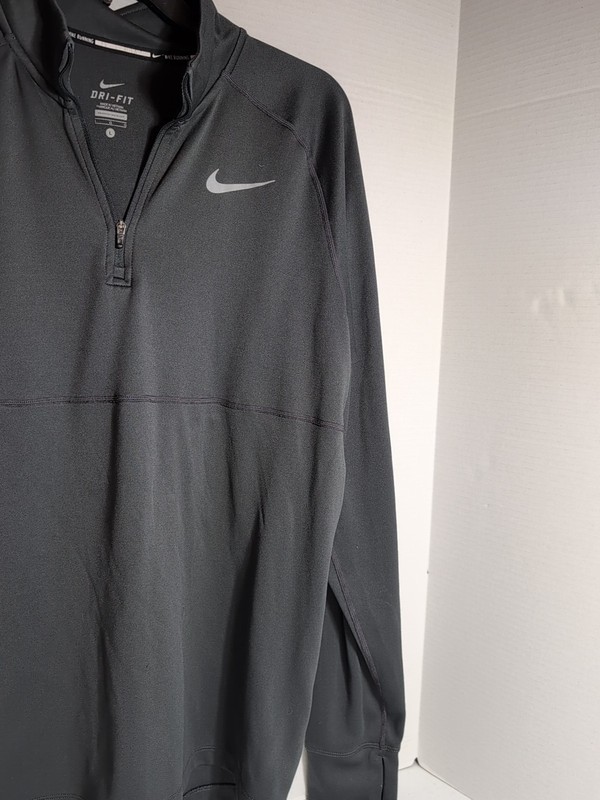 Nike Running Dri-Fit 1/4-Zip Long Sleeve Thumb Holes Gray Size L Men's Pull Ov gallery