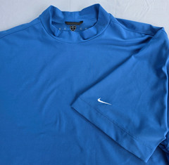 Nike Golf Dri-FIT UV Mock Neck Shirt Mens 2XL Blue Performance Swoosh Polo Tee