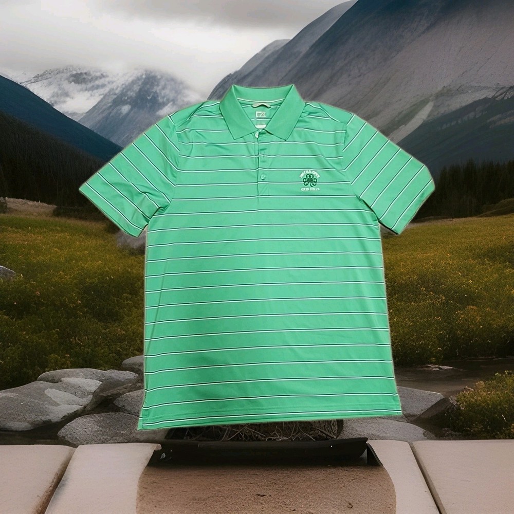 2017 U S Open Erin Hills Logo Green Striped Golf Lightweight Polo Shirt Mens Med