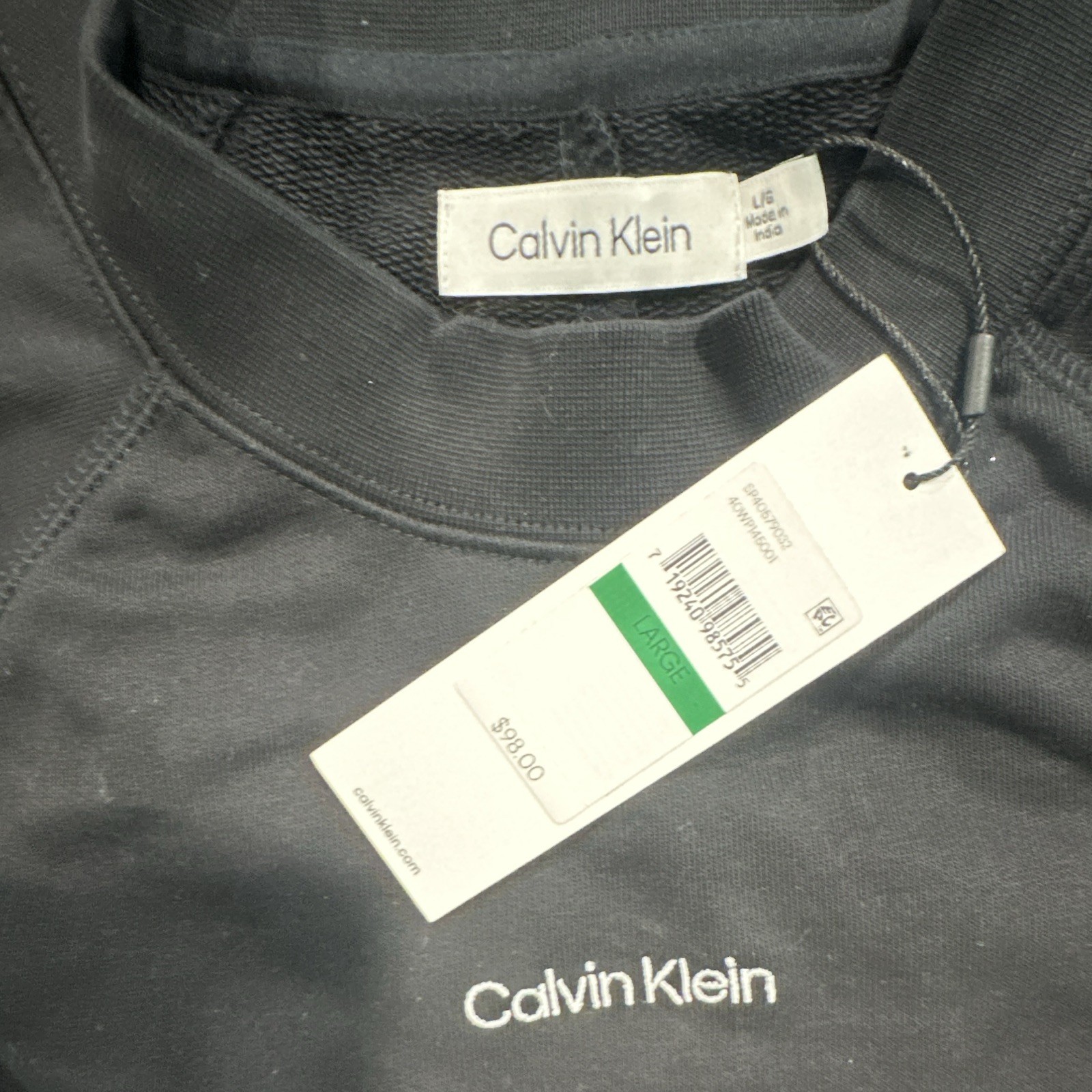 Calvin Klein Men's Long Sleeve Crew Neck Logo Tagless Cotton T-Shirt Black L gallery