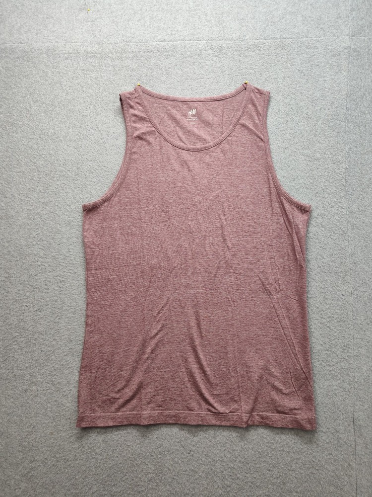 H&M Men Tank Top L Heathered Red Regular Fit Yoga Gym Performance Activewear