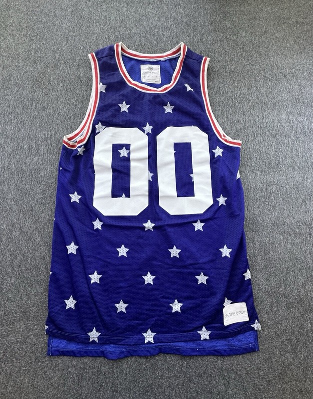 On The Byas Jersey Mens Small Blue American Flag 00 Tank Top Mesh Basketball gallery