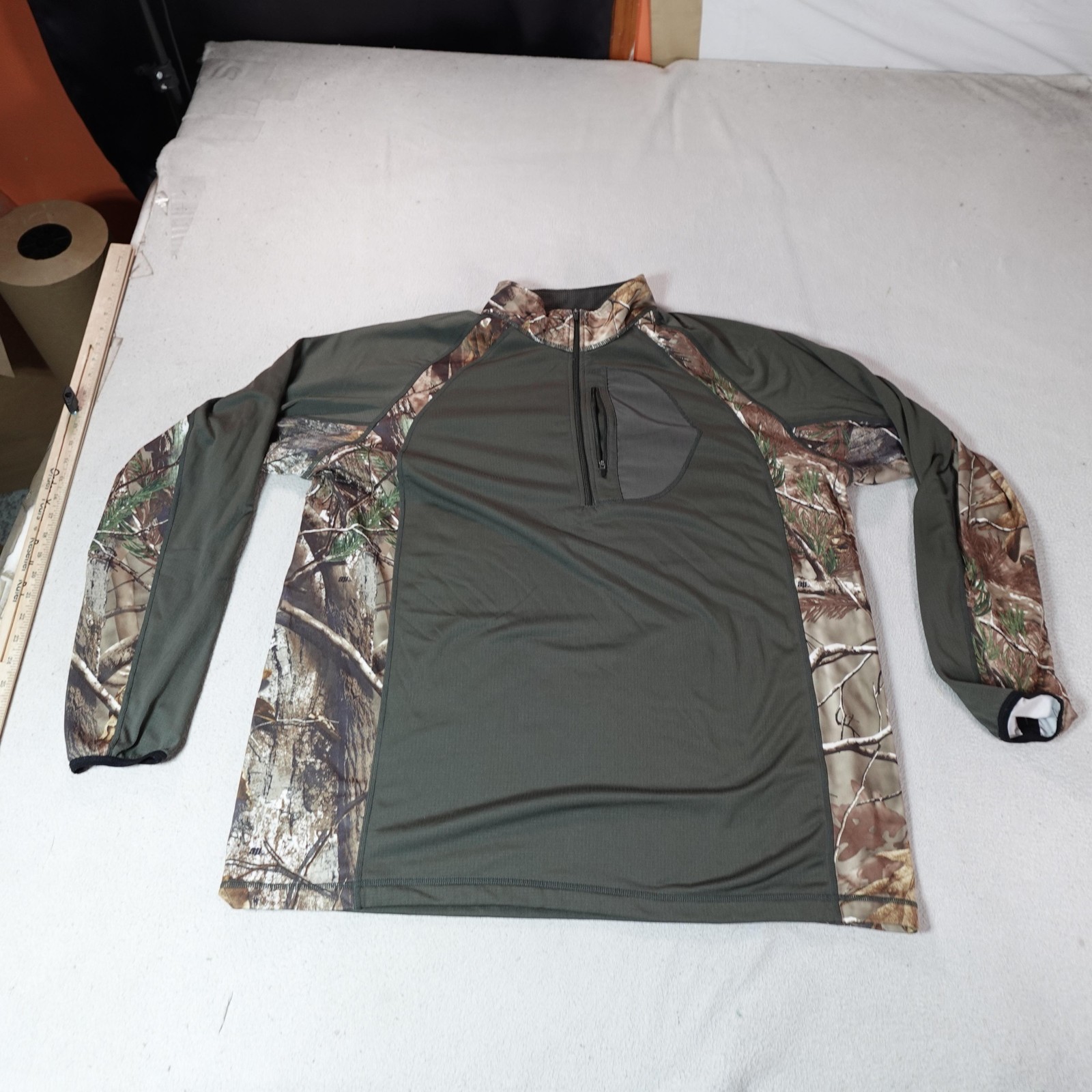 GSX Camo Pullover Shirt Mens 2XL Green Quarter Zip Hunting Outdoor Performance gallery