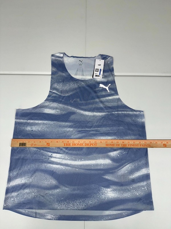PUMA Raceday Ultraspun Athletic Tank Top Men Blue White Abstract Print Crew Neck gallery