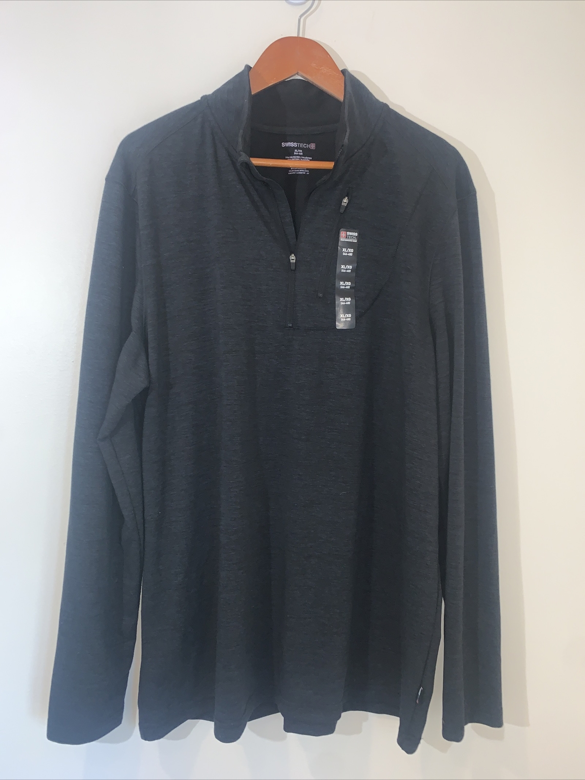 Swiss Tech Sweater Men’s Extra Large Charcoal Sweatshirt Quarter Zip Pullover gallery