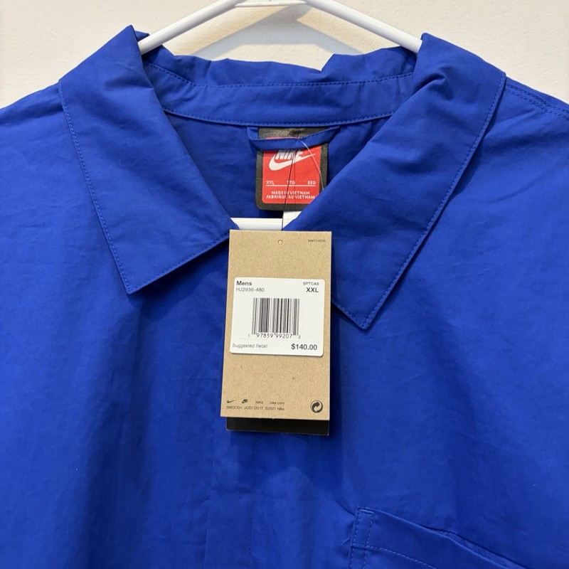 NWT $140 Nike Sportswear Tech Men's Button-Down Top Loose Fit 2XL HJ2936-480 gallery