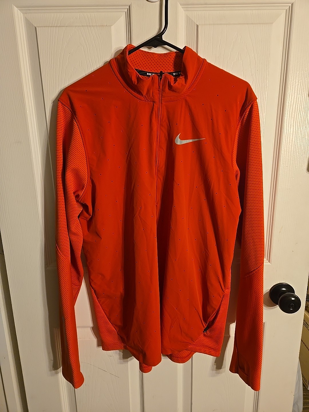 Nike Men's AeroReact Running TopLarge Red/Orange Quarter Zip gallery