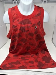 BAPE A Bathing Ape Red Camo Mesh Basketball Jersey Tank Top Medium Authentic