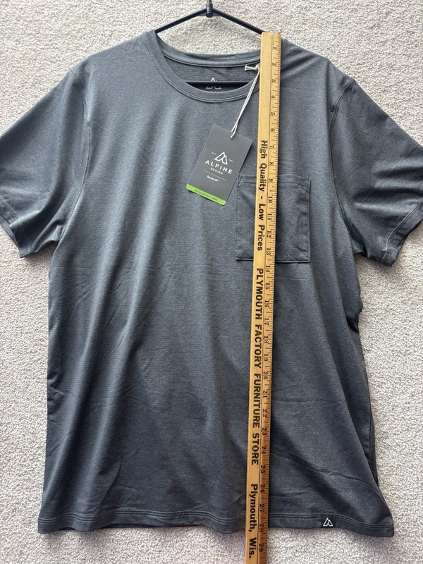 Alpine Design Active Pocket Tee Men MED Asphalt Gray UPF 30+ Performance Shirt gallery