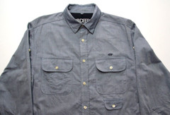 VTG 10 DEEP NYC ~OG BRASS KNUCKLES LOGO~ M CONVERTIBLE OXFORD WORK SHIRT