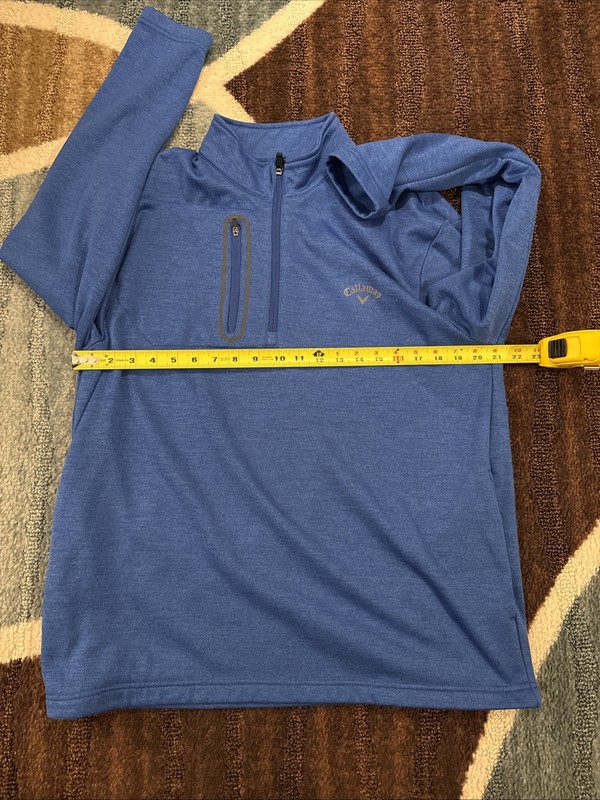 Callaway Men's Pullover 1/4 Zip Long Sleeve Fleece Lined Sweater Blue Size Large gallery