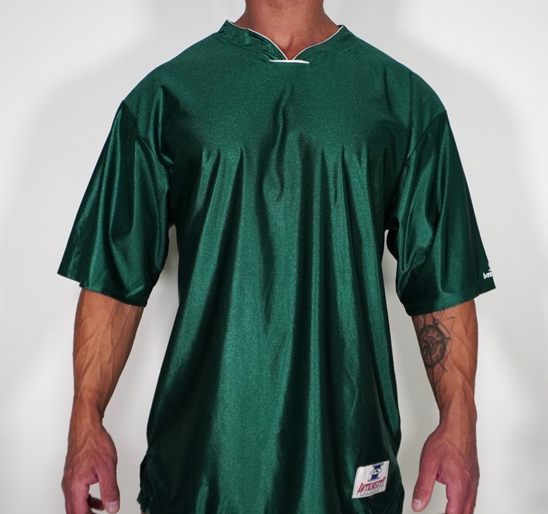 SHINY GREEN LONG NYLON SHIRT SIZE LARGE gallery