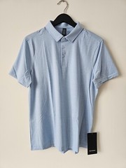 NWT LULULEMON HOBU Heathered Blue Evolution SS Polo Top Golf Shirt Men’s XL