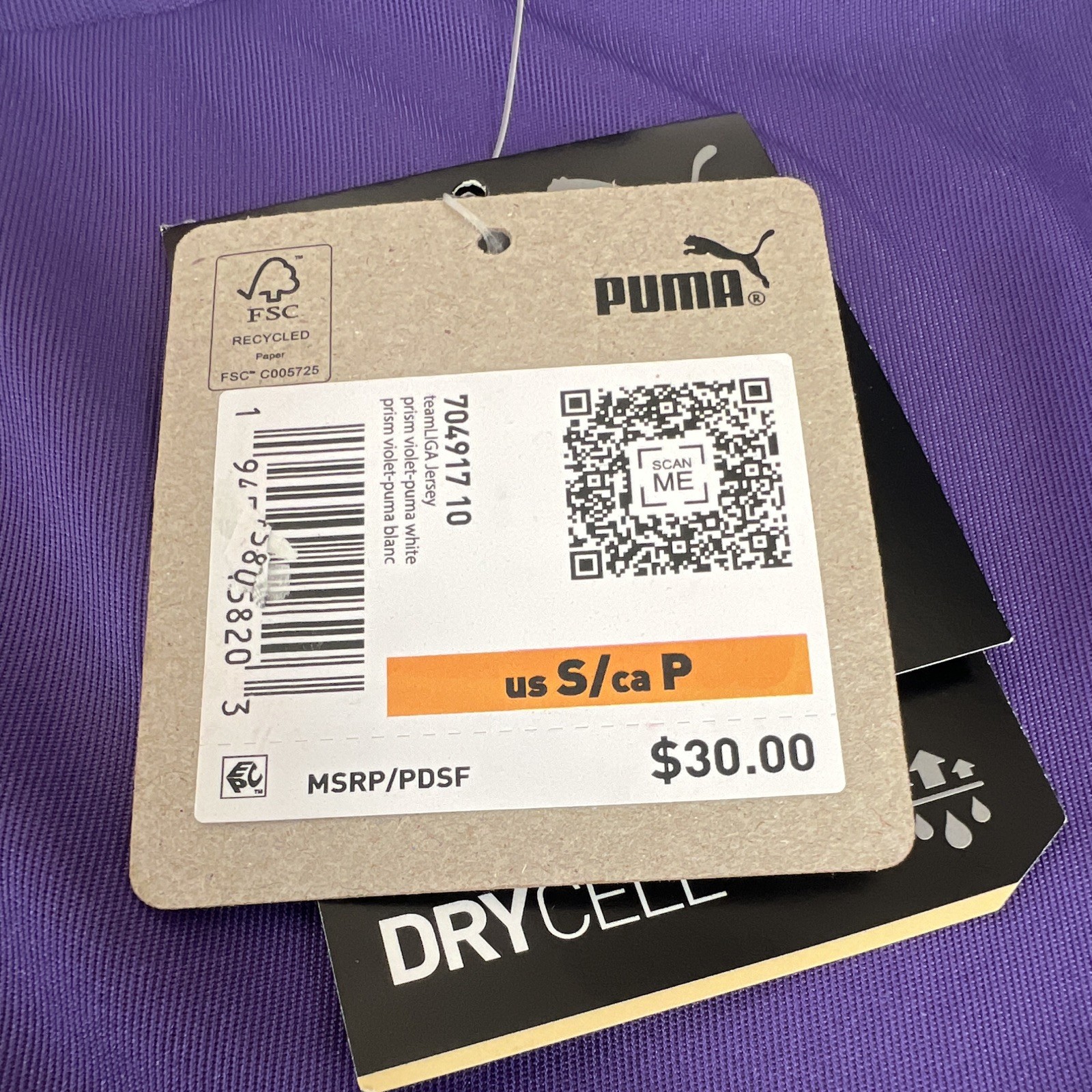 PUMA dryCELL T-Shirt Men’s S Short Sleeve Purple/White Size S 704917-10 gallery
