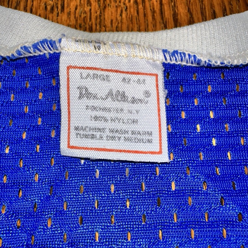 Vtg 70s Basketball Jersey Outdoorsman Large Blue White Made USA gallery