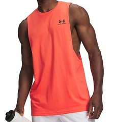 UNDER ARMOUR Men’s Sportstyle Left Chest Cut-off Tank Top ** ORANGE – S ** NWT